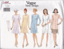1557 EZ VOG SHORTER FLOUNCE SS-LS DRESS PATTERN 12-16, 18-22